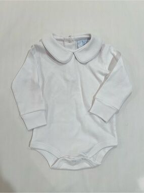 Little English White Long-Sleeve Peter Pan Collar One-Piece Bodysuit